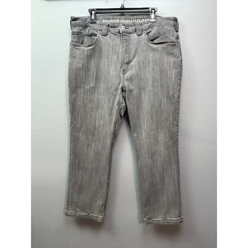 Duluth Trading Ballroom Double Flex Jeans Mens‎ 38x28 Gray Denim Relaxed Fit *